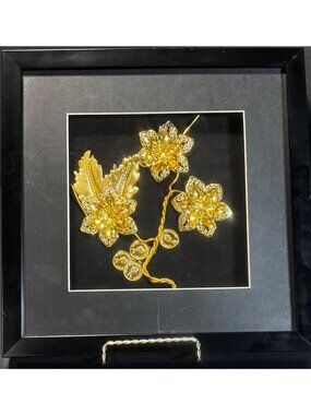 Golden Filigree Shadowbox Floral Wall Decor Hanging Artwork Accent